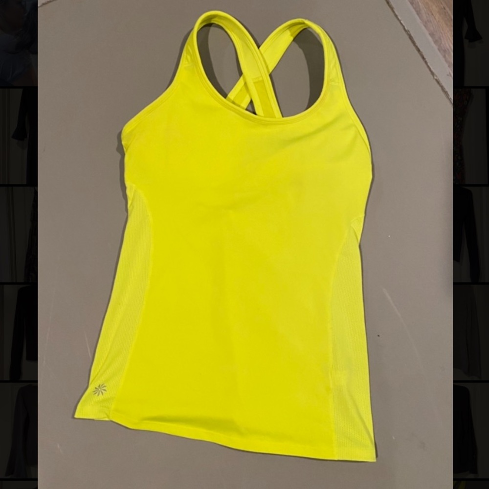 Athleta neon yellow workout tank top